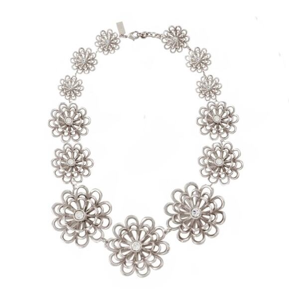 Kate Spade Silver Necklace Oops A Daisy Flower Rhinestone Statement Jewelry - Picture 1 of 10